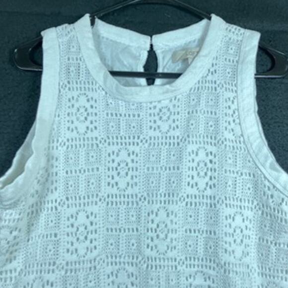 LOFT Womens Blouse White Crochet Sleeveless Cotton Blend Large - Picture 2 of 12